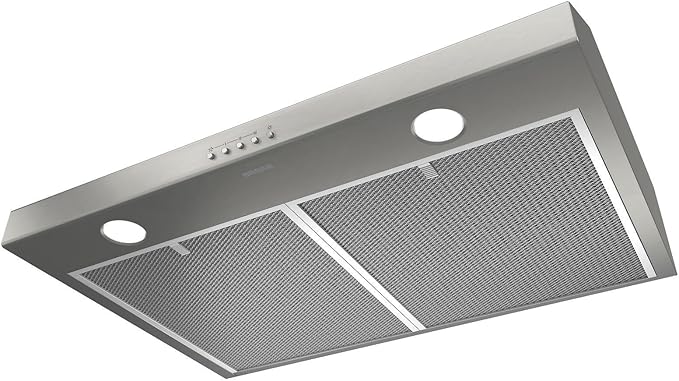 Broan-NuTone BCSQ130SS Three-Speed Glacier Under-Cabinet Range Hood with LED Lights ADA Capable, 1.5 Sones, 375 Max Blower CFM, 30-Inch, Stainless Steel