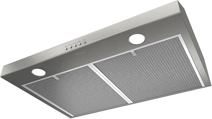 Broan-NuTone BCSQ130SS Three-Speed Glacier Under-Cabinet Range Hood with LED Lights ADA Capable, 1.5 Sones, 375 Max Blower CFM, 30-Inch, Stainless Steel