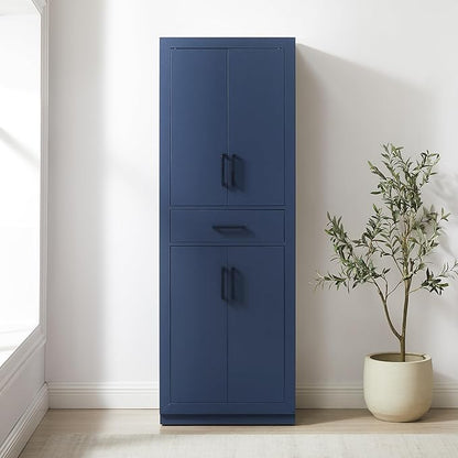 Crosley Furniture Isla Modern Kitchen Storage Pantry Cabinet with Shelves, Dining or Laundry Room, Navy