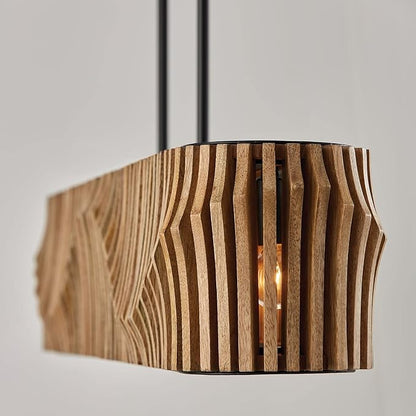 Capital Lighting 844661WK Archer Modern Artisan-Crafted Mango Wood Island Lights for Kitchen & Dinning Area, 6-Light 360 Total Watts, 8" H x 41" W, Light Wood and Matte Black