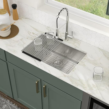 Logmey 26 Inch Undermount Kitchen Sink 26x18 Stainless Steel Undermount Sinks 16 Guage Single Bowl Handmade Sinks 26x18x9