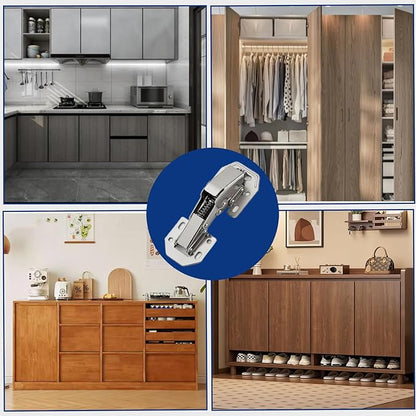 4PCS Soft Close Cabinet Hinge, No Pre-Drilled Cabinet Hinges, Surface Mount Kitchen Cabinet Hinges for Cabinet Doors with Screws