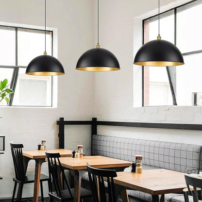 20 Inch Black Pendant Light Fixtures, Vintage Pendant Lights Kitchen Island, Adjustable Height Large Farmhouse Pendant Light for Kitchen Dining Room Bedroom 2 Pack