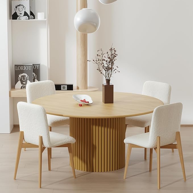 Casaphoria Dining Chairs Set of 2, Modern Fabric Kitchen Chairs with Oak Wood Legs, Comfortable Dining Room Side Chairs for Home, Living Room, Restaurant