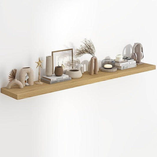 72"W x 9.3"D Floating Shelves for Wall, Wall Mounted Bathroom Shelves 1 Pack Deep Floating Shelf for Bedroom Kitchen Living Room, Rustic Wooden Wall Shelf with Invisible Bracket for Books Decor