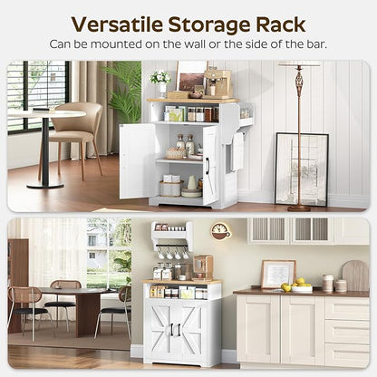 YATINEY Coffee Bar Cabinet, Kitchen Island with Storage, Bakers Rack with Storage, 5-Tier Coffee Bar Station with Drawer, KF22WN-KF60BRY1