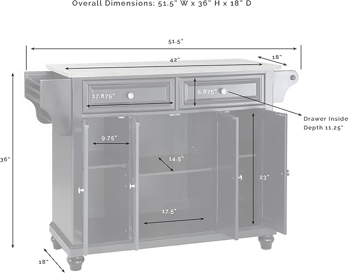 Crosley Furniture Cambridge Stainless Steel Top Rolling Kitchen Island Storage Cart, Spice Rack, Black