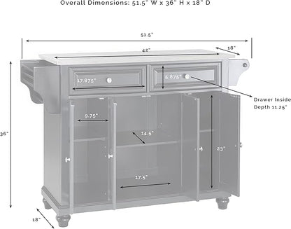 Crosley Furniture Cambridge Stainless Steel Top Rolling Kitchen Island Storage Cart, Spice Rack, Black