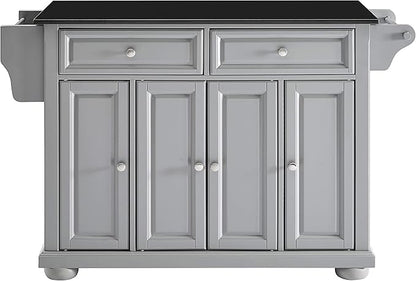 Crosley Furniture Alexandria Granite Top Rolling Kitchen Island Storage Cart, Microwave Stand, Spice Rack, Gray