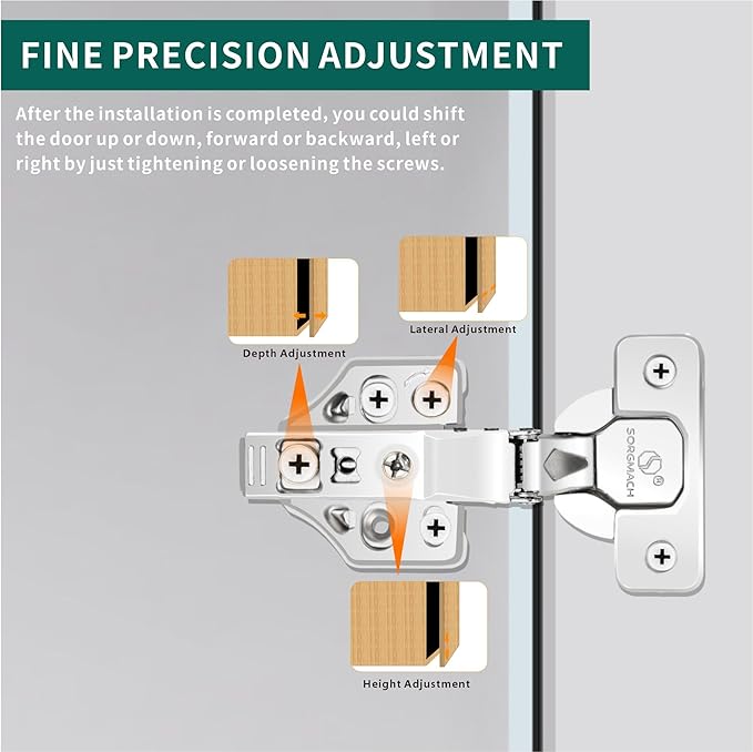 20 Pack Inset Overlay Soft Close Cabinet Hinges 105° Frameless 3 Way Adjustable Soft Close Hinges for Cabinet Doors Kitchen Cabinet Door Hinges with Screws