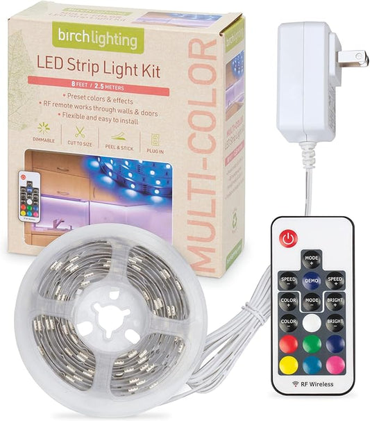Complete LED Strip Light Kits (Multicolor RGB) 8 ft Flexible Tape with Remote Accent Light TV Backlight 338321
