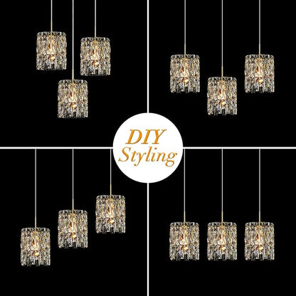 Modern K9 Crystal Pendant Lights Kitchen Island,1 Lighting Gold Chandeliers for Dining Room Light Fixtures Over Table,Hanging Chandelier for Kitchen Island Entryway Bathroom BedHead Light
