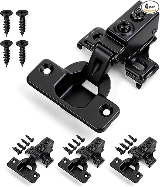 Mousike 4 Pack (2 Pair) Soft Close Cabinet Hinges, 1/2 Overlay Soft Close Hinges for Kitchen Cabinet, Stainless Steel, Built-in Damper, 100 Degree Opening Angle, 6 Way Adjustment