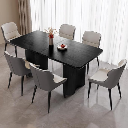 Miuuod 63" 7-Piece Kitchen & Dining Set,Modern Table & 6 Chair Set for Home,Apartment,Elegant Dining Chairs with Padded Seats & Backrests,Stable Frame Rectangular Table,Black