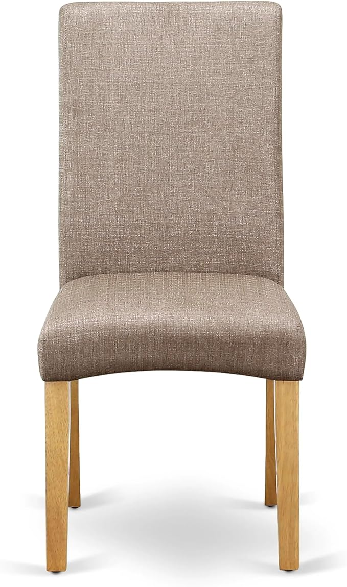 East West Furniture DRP4T16 Driscol Parson Kitchen Chairs - Dark Khaki Linen Fabric Upholstered Dining Chairs, Set of 2, Oak