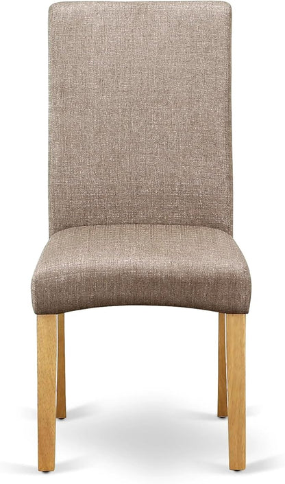 East West Furniture DRP4T16 Driscol Parson Kitchen Chairs - Dark Khaki Linen Fabric Upholstered Dining Chairs, Set of 2, Oak