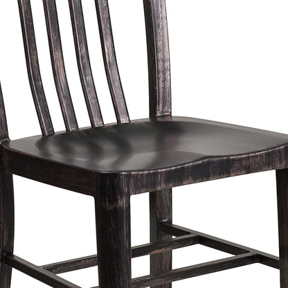 Flash Furniture Gael Commercial Grade 2 Pack Black-Antique Gold Metal Indoor-Outdoor Chair