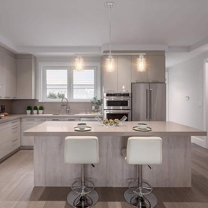 ETONIMERR Brushed Nickel Glass Pendant Lighting Over Island 3 Light Modern Kitchen Pendant Light with Glass Shade Industrial Linear Pendant Lighting for Kitchen Island