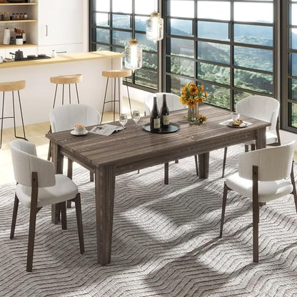 106.3" Wood Expandable Dining Table for 8-12 Person, Modern Extendable Dining Room Table Large Rectangle Dining Table with Leaf Extension Pedestal Dining, Dark Oak