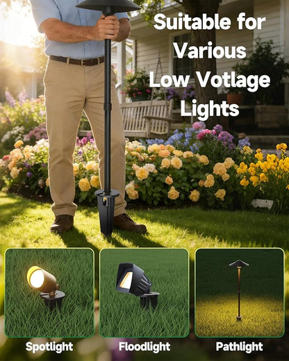 Landscape Lighting Stakes Replacement, Outdoor Light Stakes, 1/2 NPT Female Thread, 9.5" Ground Light Spikes with Brass Thread, Garden Yard Stake for Pathway Walkway Lights Spotlights 10PCS