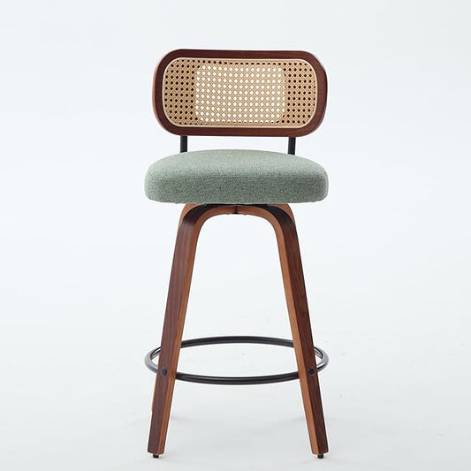 Modern Dining Chairs, Mid-Century Upholstered Kitchen Table and Chairs for Dining Room, Sturdy Stable Swivel Side Chairs with Easy Assembly for Kitchen Island, Bar, Counter or Living Room,Green-Foam-s