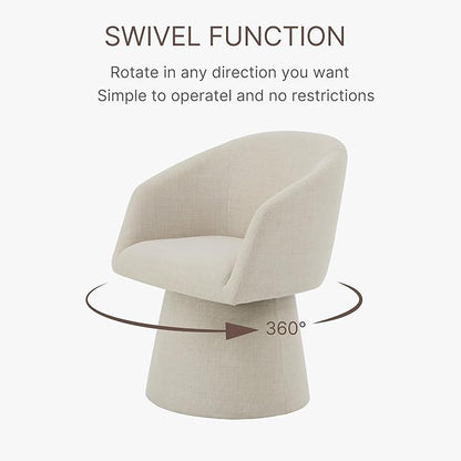 KISLOT Swivel Dining Chairs Modern Accent Armchair Side Deskchair for Diningroom Vanity Bedroom Livingroom Reading Room,Linen,1 Box