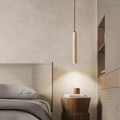 Japanese Wabi sabi Pendant Light with Natural Stone Shade, Dimmable Modern Wood Hanging Lamp Fixture, Adjustable Height Pendant Lamp for Bedroom, Kitchen Island, Dining Room, Restaurant, Cafe, Bar (G)