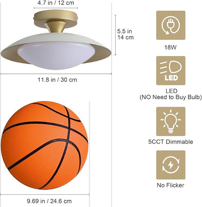 2 Pack Dimmable Mid Century Modern Flush Mount Ceiling Light, White and Gold LED Ceiling Light, 11.8in Kitchen Lighting Fxitures Ceiling with Acrylic Shade for Hallway Bedroom Entryway Laundry Room