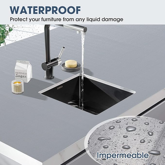 Drawer and Shelf Liner, Non-Slip Kitchen Cabinet Liners Non-Adhesive Thick Strong Grip Waterproof Washable Mats Protect Dresser Shelves Cupboard Bathroom Cabinets, Pure Gray, 24 in X 20 FT