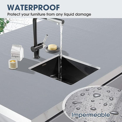 Drawer and Shelf Liner, Non-Slip Kitchen Cabinet Liners Non-Adhesive Thick Strong Grip Waterproof Washable Mats Protect Dresser Shelves Cupboard Bathroom Cabinets, Pure Gray, 12 in X 10 FT