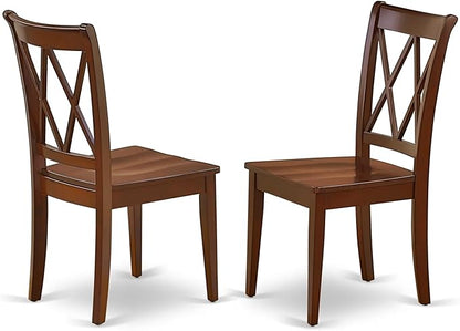 East West Furniture CLC-MAH-W Clarksville Dining Chairs - Double Cross Back Solid Wood Seat Chairs, Set of 2, Mahogany