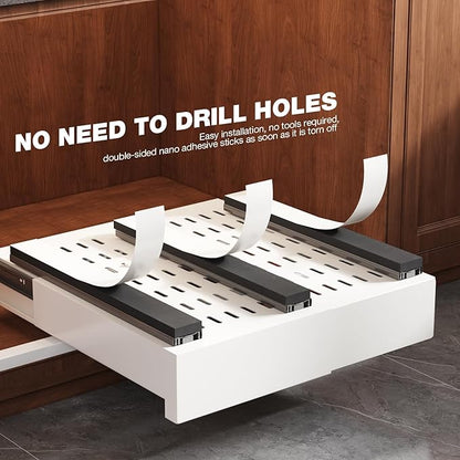 Seinloes 2 Pack Pull Out Cabinet Organizer Expandable Width(11"-16") and Depth(13"-17"),Slide Out Drawers With Raising Pad for Framed Cabinets,No Drill Roll Out Shelves for kitchen,Bathroom,White
