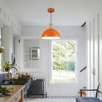 Modern Pendant Lights, 3 Packs 11.8inch Orange Pendant Light, Farmhouse Pendant Light, Kitchen Pendant Lighting, Pendant Lights Kitchen Island for Living Room, Bar, Bedroom, Office