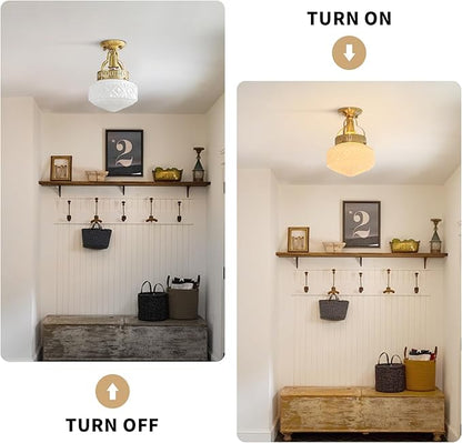KCO Lighting Vintage Milk Glass Ceiling Light Fixture Brass Gold Kitchen Ceiling Light Fixtures Mid Century Globe Ceiling Lamp Industrial Hallway Ceiling Lighting