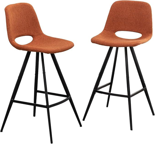 stools Adjustable Height Simple Assembly Metal 360 Degree Swivel Chairs of 2 for Dining Room Kitchen Island, Pub, (Orange 18.5" W x 20" D x 40.75" H)