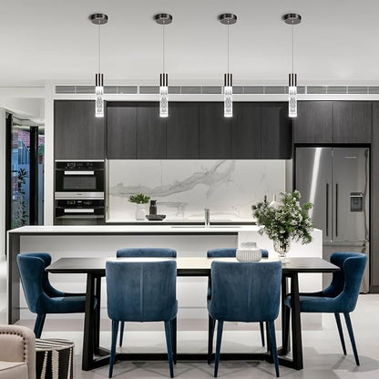 OKELI Pendant Lights Kitchen Island, LED Bubble Crystal Kitchen Island Lights Fixtures, Black Mini Single Pendant Lighting for Kitchen Island Bar,6W,6000K, ETL,3Pack
