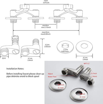 Wall Mount Kitchen Sink Faucet 4"/6"/8" Center, Folding Commercial Faucet, Pot Filler Faucet with Side Sprayer
