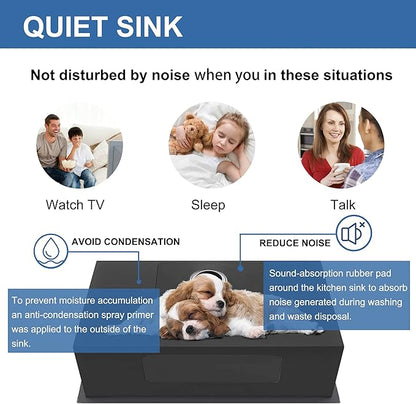 Darker Black 32x19 Inch Undermount Kitchen Sink - CELAENO Modern 16 Gauge Extremely Durable Single Bowl Stainless Steel Sink with Anti-scratches Nano Surface