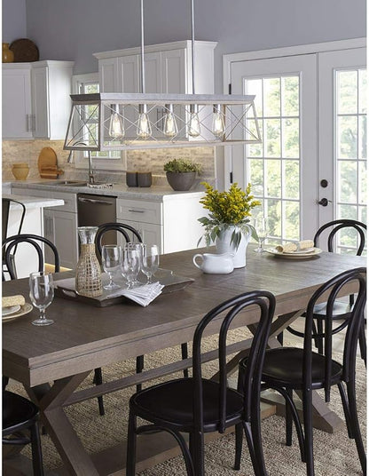 Progress Lighting Briarwood Collection 5-Light Dining Room Light Fixture, Farmhouse Style Modern Chandelier for Kitchen and Dining Room, 38" by 9", Bleached Oak