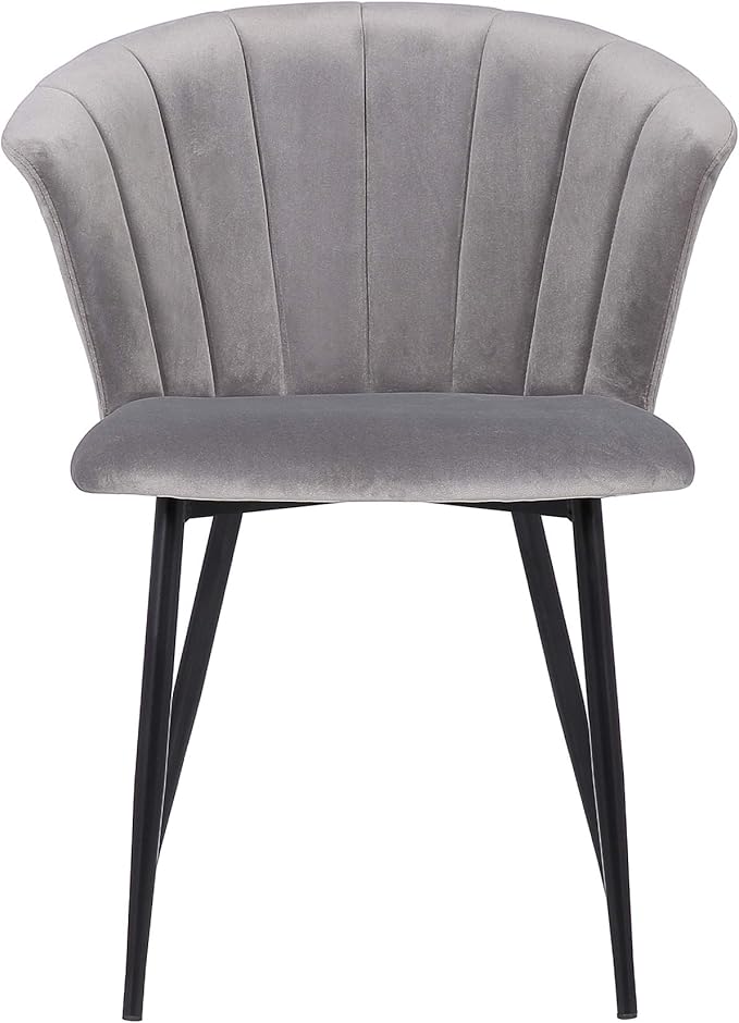 Armen Living Lulu Contemporary Velvet Dining Room Kitchen Accent Chair, 31 Inch Height, Grey and Black