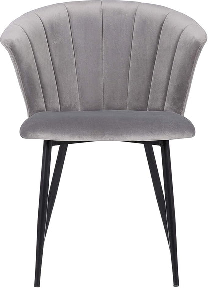 Armen Living Lulu Contemporary Velvet Dining Room Kitchen Accent Chair, 31 Inch Height, Grey and Black