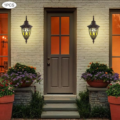 Outdoor Wall Light Fixtures, IP55 Waterproof Outside Wall Lantern Retro Exterior Wall Sconces Vintage Wall-Mounted Lights for Garage House Porch Doorway, E26 w/o Bulb