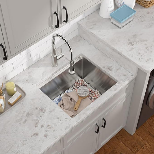 12" Deep Undermount Laundry Sink - 21"x18"x12" Workstation Stainless Steel Utility Sink 16 Gauge Single Bowl Sinks for Kitchen, Laundry, and Outdoor #TLU-0022