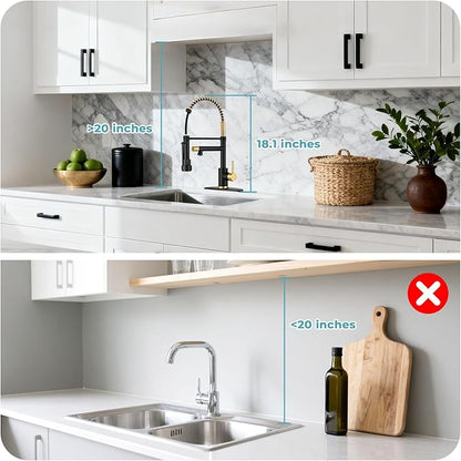 Kitchen Faucet with Pull Down Sprayer - Black & Brushed Gold Single Handle Commercial Kitchen Faucets, 2-Spout Kitchen Sink Faucet, Stainless Steel Spring Pull Out Sink Faucet 1/3 Hole