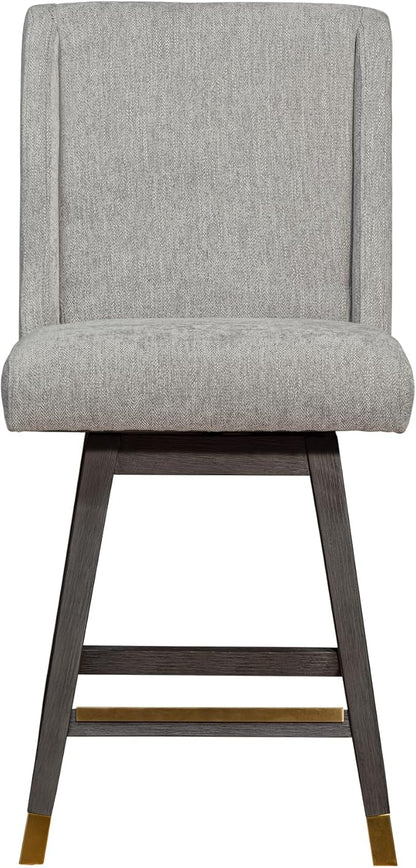 Armen Living Stancoste Modern Farmhouse 26" Seat Height Swivel Bar Stool for Kitchen Island Counter in Gray Oak Wood with Mocha Fabric