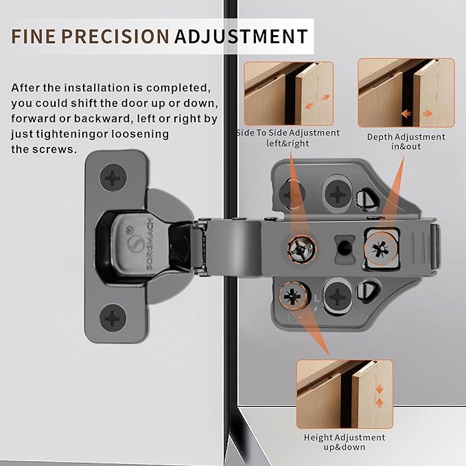 20 Pack Full Overlay Soft Close Cabinet Hinges 105° Frameless 3 Way Adjustable Soft Close Hinges for Cabinet Doors Kitchen Cabinet Door Hinges with Screws Bright Nickel