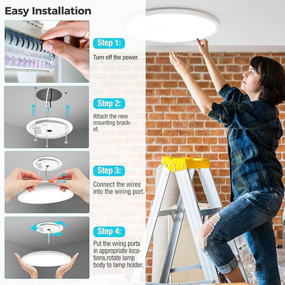 libtit 23 Inch Led Flush Mount Ceiling Light Fixtures,5600lm 56W 3 Color 3000K 4500K 6000K Selectable, Low Profile Thin Surface Mount Lighting Fixture for Bathroom Kitchen Office (White)