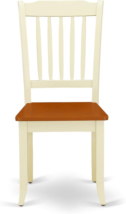 East West Furniture DAC-BMK-W Danbury Dining Chairs - Slat Back Wooden Seat Chairs, Set of 2, Buttermilk & Cherry