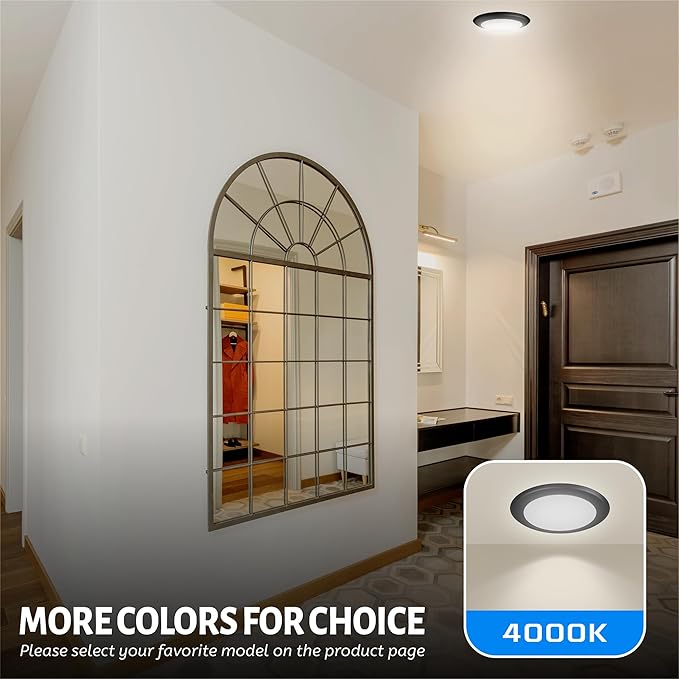 ECOELER 6 Inch Dimmable LED Disk Light Surface Flush Mount, 16.5W, 1000Lm, 4000K Cool White, Recessed Retrofit Ceiling Lights, ETL Listed, Installs with Junction Box or Recessed Can