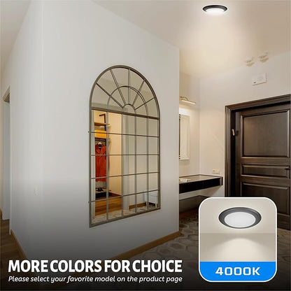 ECOELER 6 Inch Dimmable LED Disk Light Surface Flush Mount, 16.5W, 1000Lm, 4000K Cool White, Recessed Retrofit Ceiling Lights, ETL Listed, Installs with Junction Box or Recessed Can